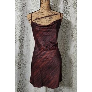 Motel Brown Tiger Print Cowl Neck Slip Mini Dress XS Urban Outfitters